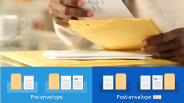 Batch scanning software allows envelopes to be scanned before or after contents, streamlining mailroom workflows.