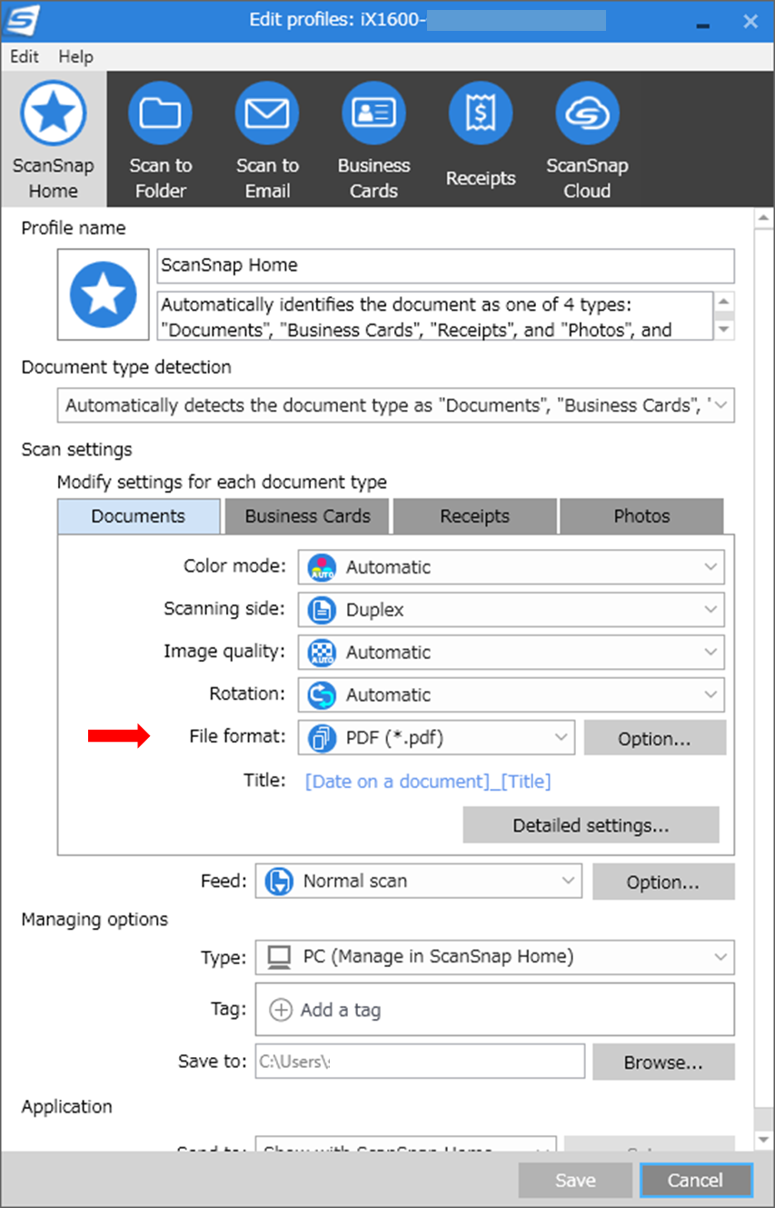 ScanSnap Home Software File Format 