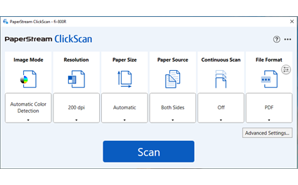 PaperStream ClickScan Scan UI