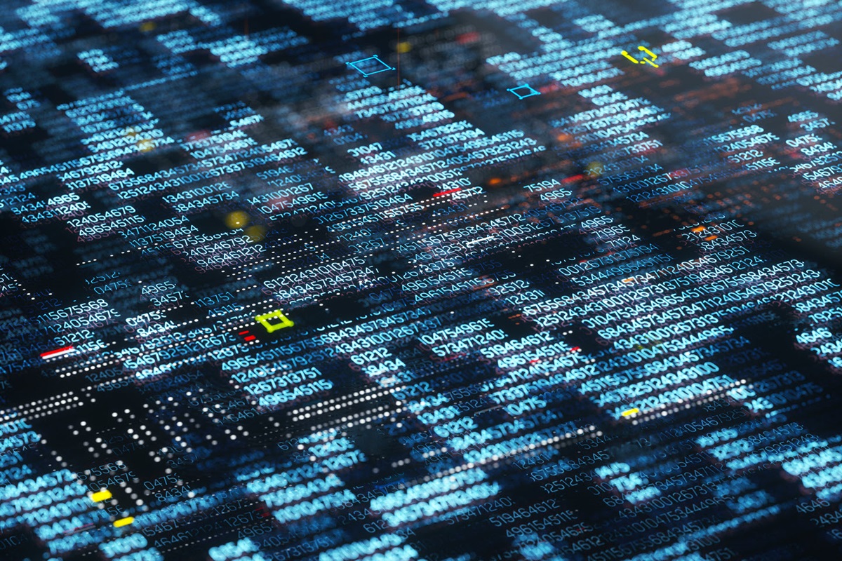 A collection of letters and numbers glowing as if on a computer screen, representing data capture.