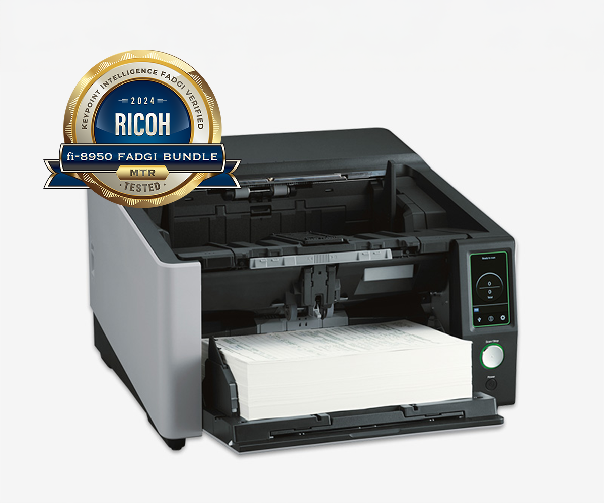 Ricoh fi-8950 FADGI Bundle High Speed Production Document Scanner with Keypoint Intelligence FADGI Verified Badge