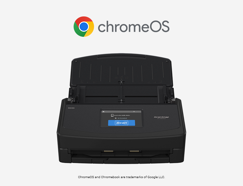 ScanSnap iX1600 Chrome Edition Document Scanner with ChromeOS logo