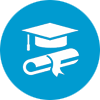 Icon representing an education graduate degree
