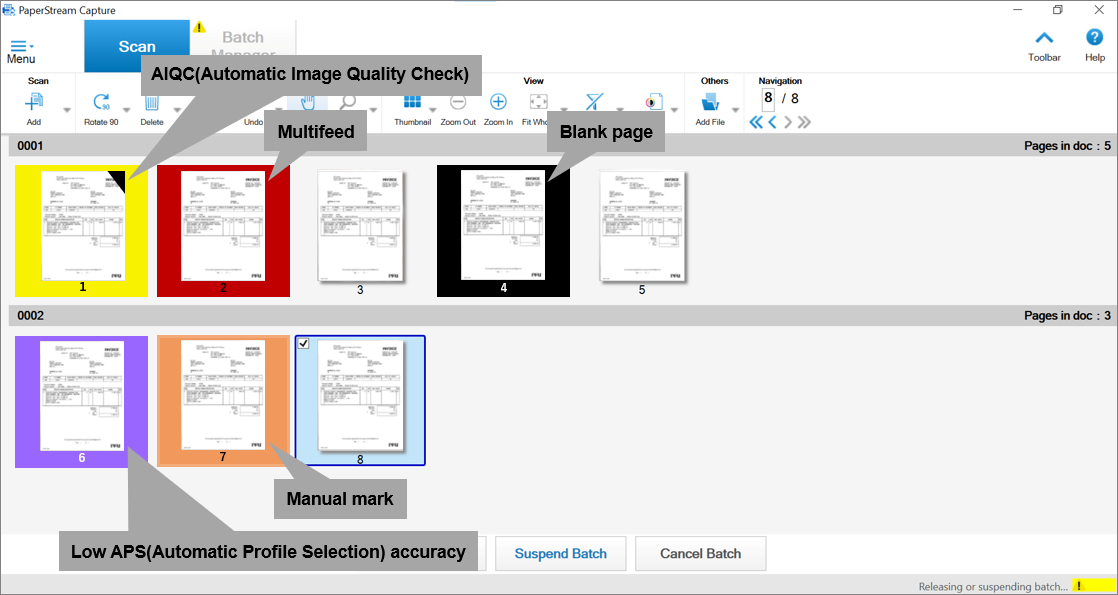 Software interface of PaperStream Capture Pro highlighting key capture features.