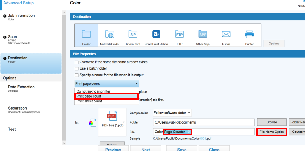 Feature showing imprinter matching its print value to the file‑name counter for accuracy.