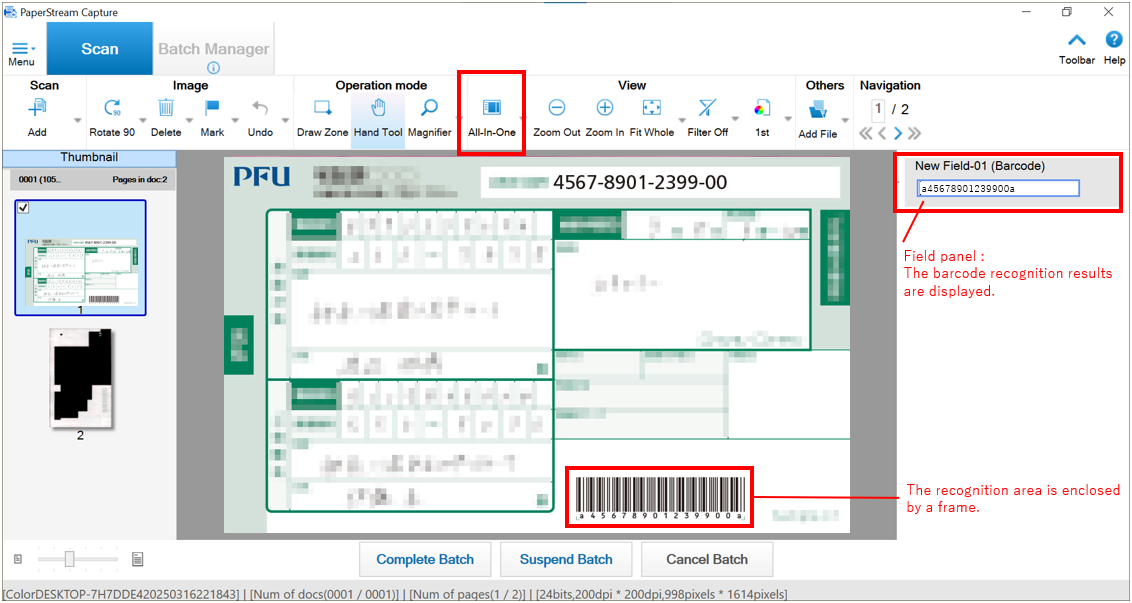 Barcode data usually adds to file or folder names, but sometimes the scanned data fails to be included.