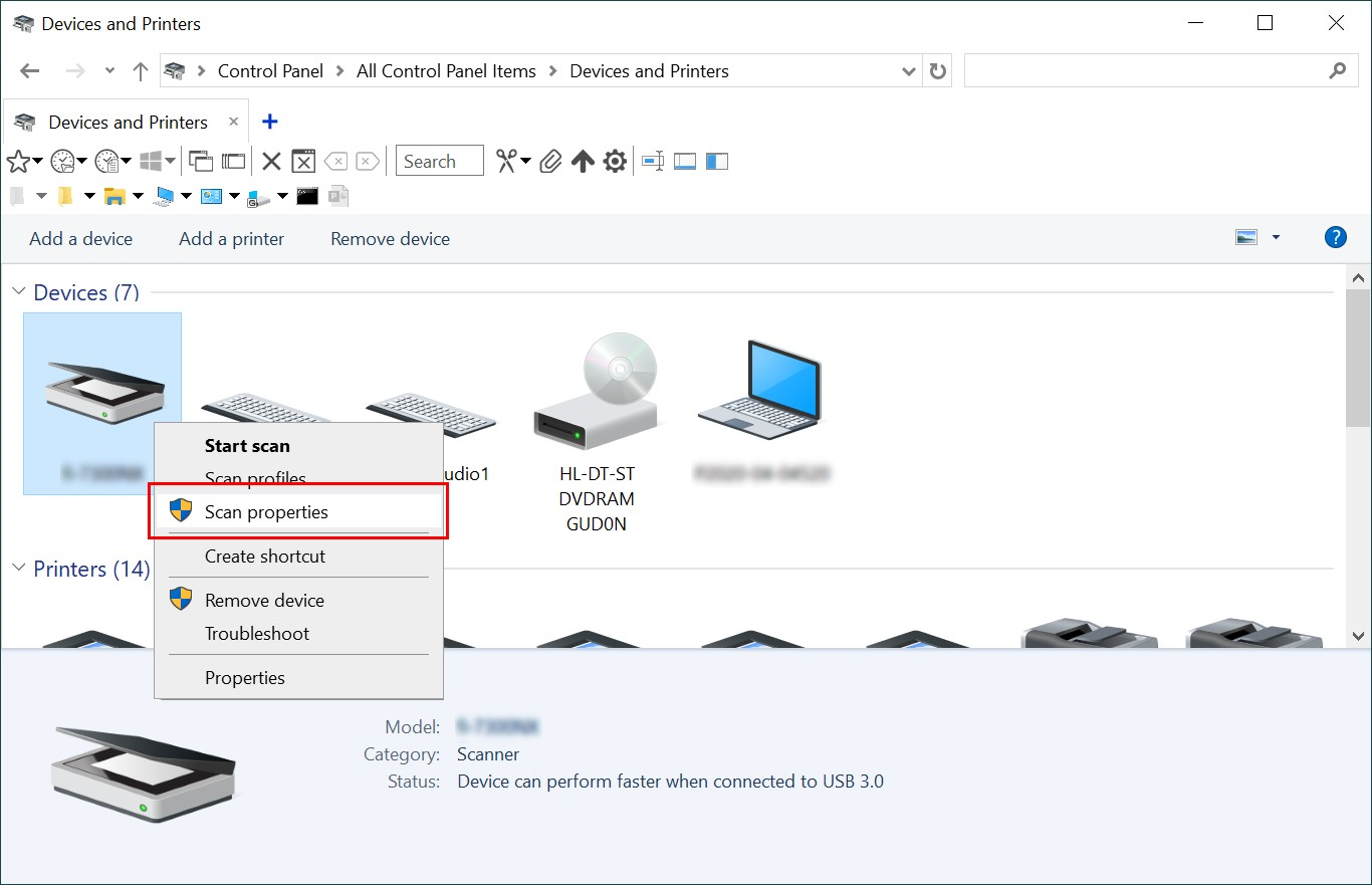 Instructions for setting up a scanner to start scanning using the Scan button.