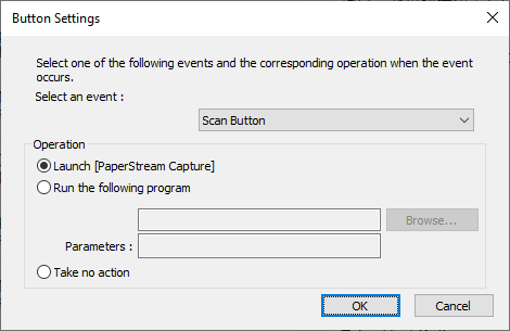 Scanner setup instructions for enabling Scan‑button scanning on a LAN network.