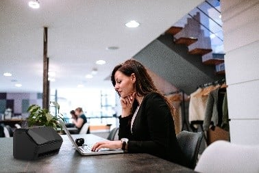 Woman working on laptop