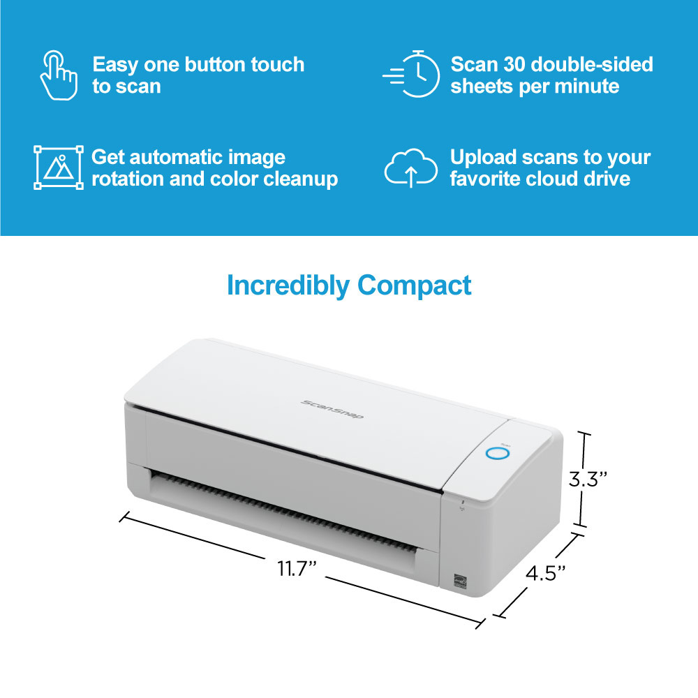 ScanSnap iX1300 Compact Wi-Fi Scanner for PC and Mac