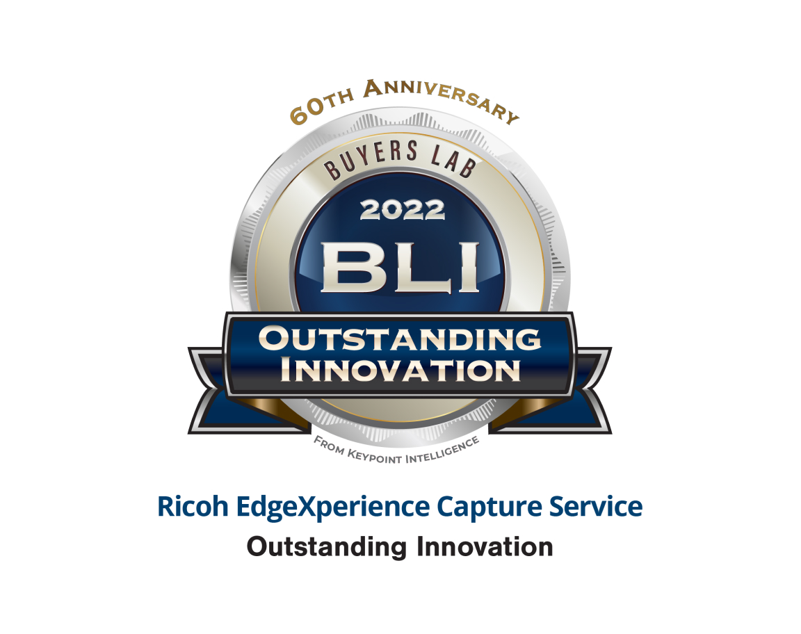 Award logo for the BLI Outstanding Innovation - Ricoh EdgeXperience Capture Service 
