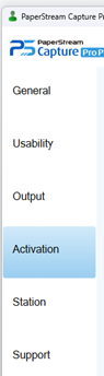 PaperStream Capture Pro tabs with