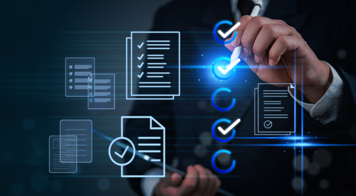 Image shows hands and digital graphics.