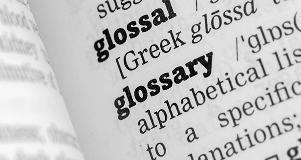 Image of a dictionary entry for the word "Glossary."